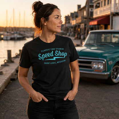 Pink/Teal Speed Shop Logo T-Shirt