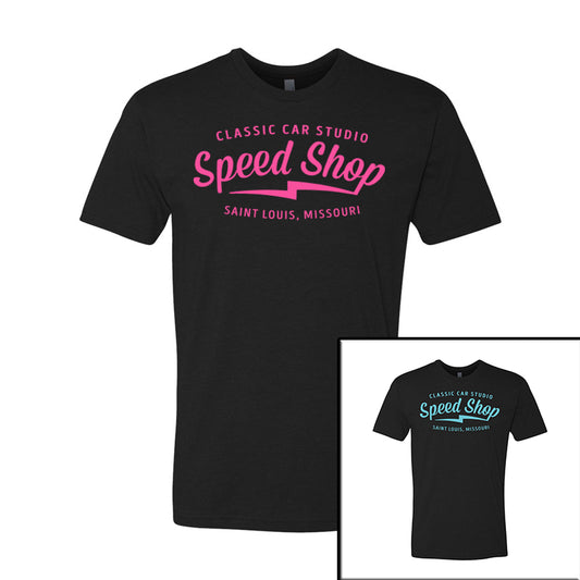 Pink/Teal Speed Shop Logo T-Shirt